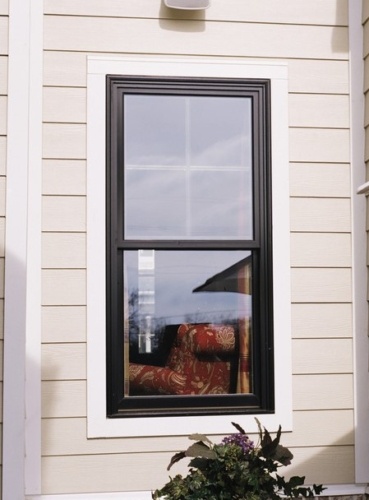 exterior view of window with black composite frames