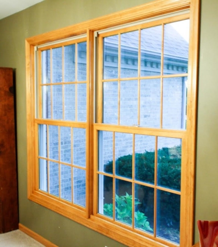 single-hung windows with wood frames